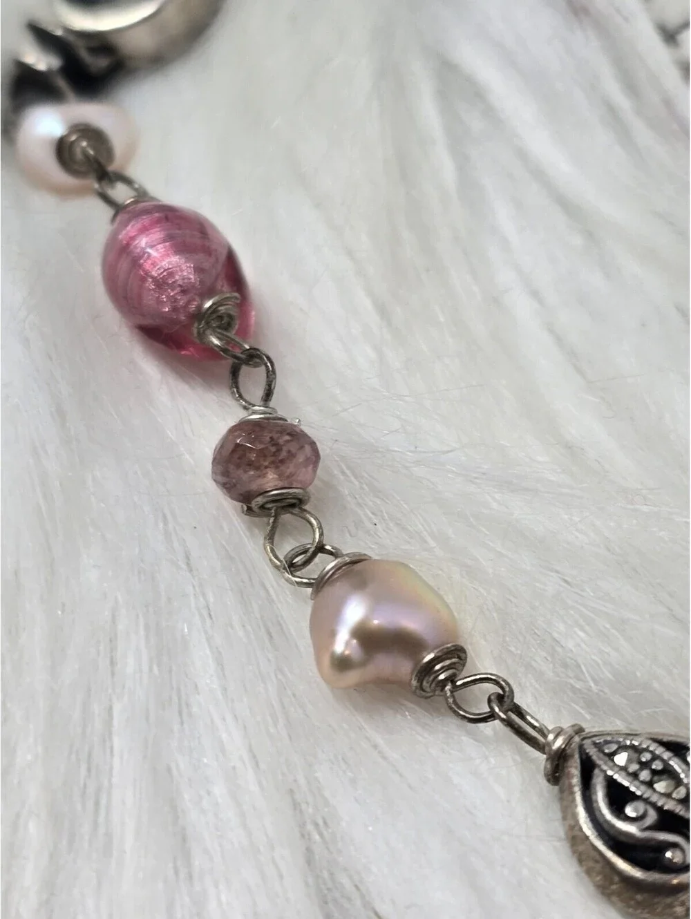 Susan Schaps Adornments Sterling Pearl Glass Bracelet 8